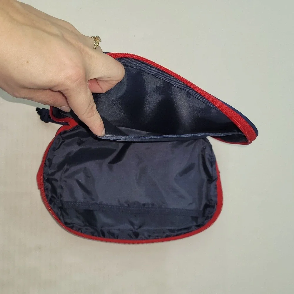 Tommy Hilfiger Red Cosmetic Bag Toiletry Travel Pouch Organizer Zipper